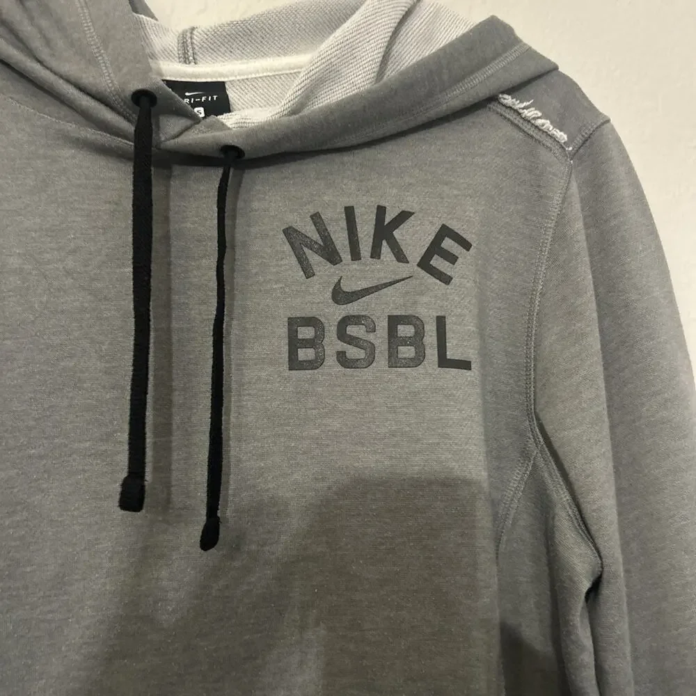 Nike BSBL Hoodie Dri-Fit Half Sleeve Gray Pullover Men Small Baseball Fitness